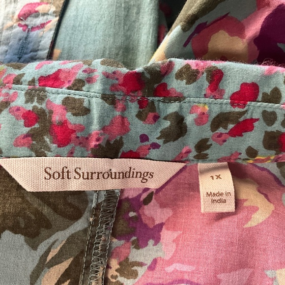 Soft Surroundings Cottagecore Button Down Tunic Shacket Floral Scattered 1X - Picture 8 of 8